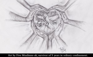 Holiday Card - Lifelines to Solitary 2015 - Art by Five Mualimm-ak, survivor of 5 years in solitary confinement.
