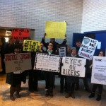 Members of the Jails Action Coalition after the New York City Board of Correction hearing on January 13. (Photo: WNV/Nick Malinowski)
